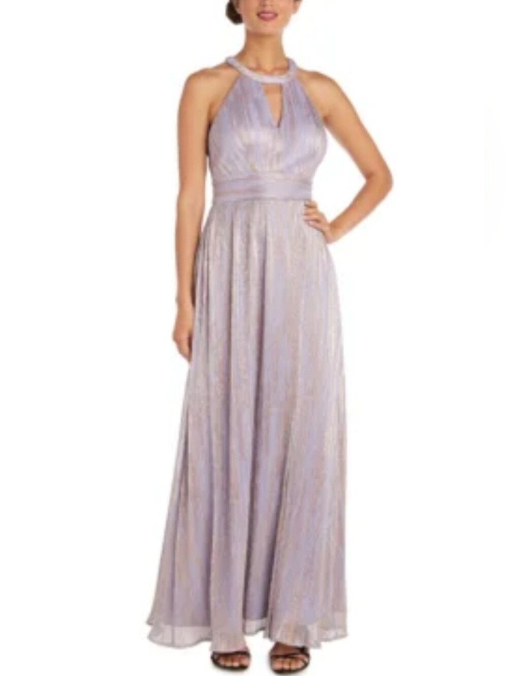 NIGHTWAY Women's Sleeveless Shimmer Maxi Dress Cut Outs & Open size 6p